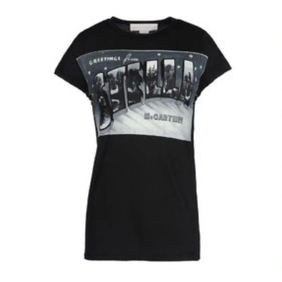 NWOT COTTON SILK Stella McCartney Greetings black tee grunge T-shirt 44 8 10 M - Picture 10 of 10